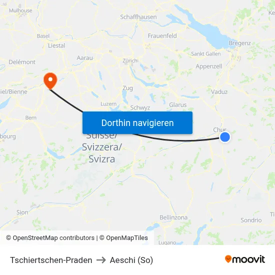 Tschiertschen-Praden to Aeschi (So) map