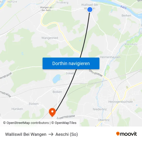 Walliswil Bei Wangen to Aeschi (So) map