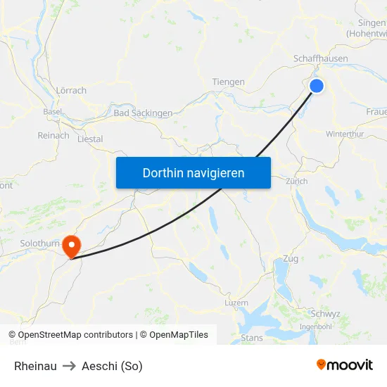 Rheinau to Aeschi (So) map