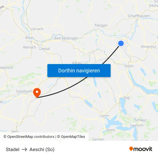 Stadel to Aeschi (So) map