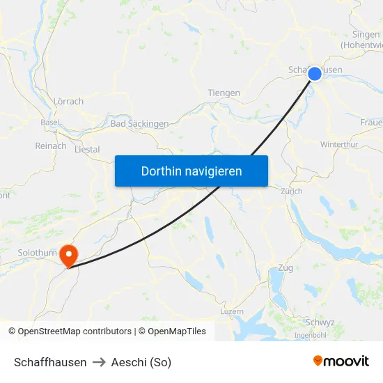 Schaffhausen to Aeschi (So) map