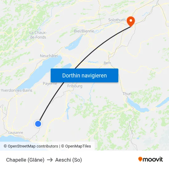 Chapelle (Glâne) to Aeschi (So) map