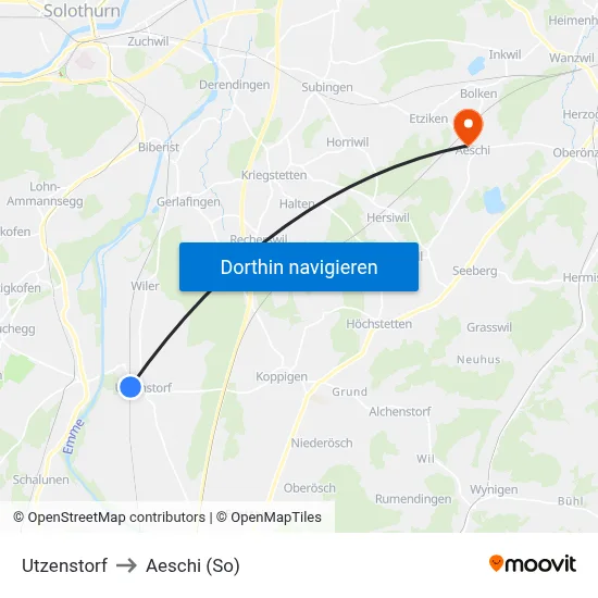 Utzenstorf to Aeschi (So) map