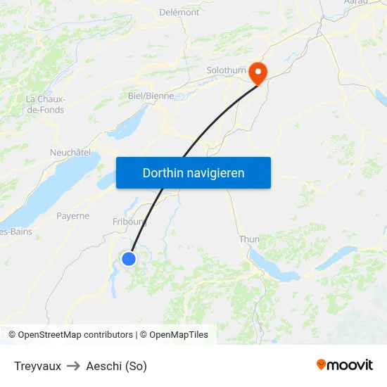 Treyvaux to Aeschi (So) map