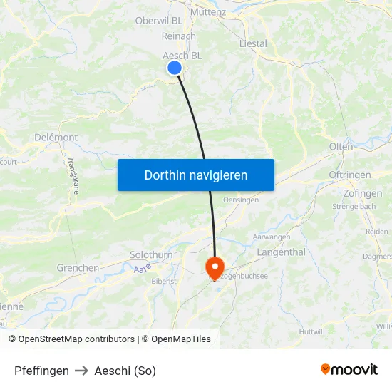 Pfeffingen to Aeschi (So) map