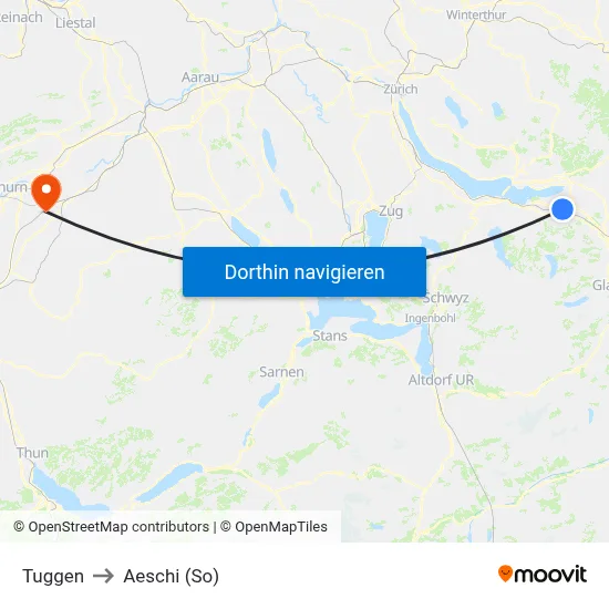 Tuggen to Aeschi (So) map