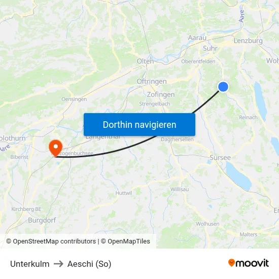 Unterkulm to Aeschi (So) map