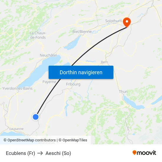 Ecublens (Fr) to Aeschi (So) map