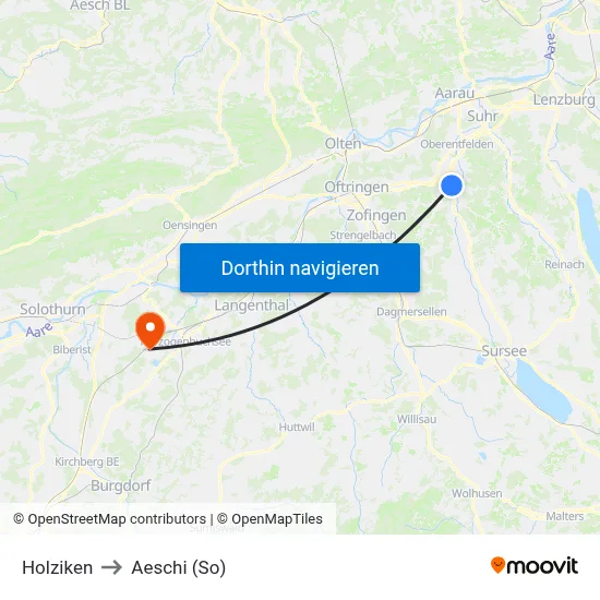 Holziken to Aeschi (So) map
