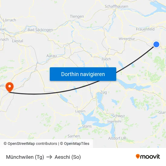Münchwilen (Tg) to Aeschi (So) map