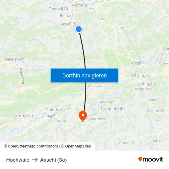 Hochwald to Aeschi (So) map