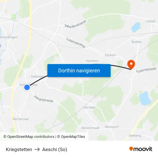 Kriegstetten to Aeschi (So) map