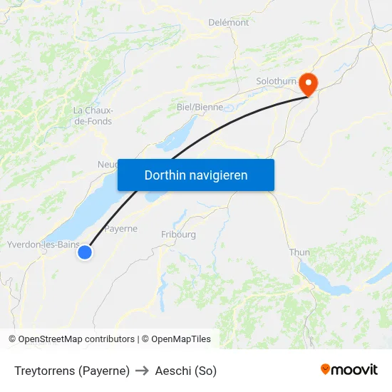 Treytorrens (Payerne) to Aeschi (So) map