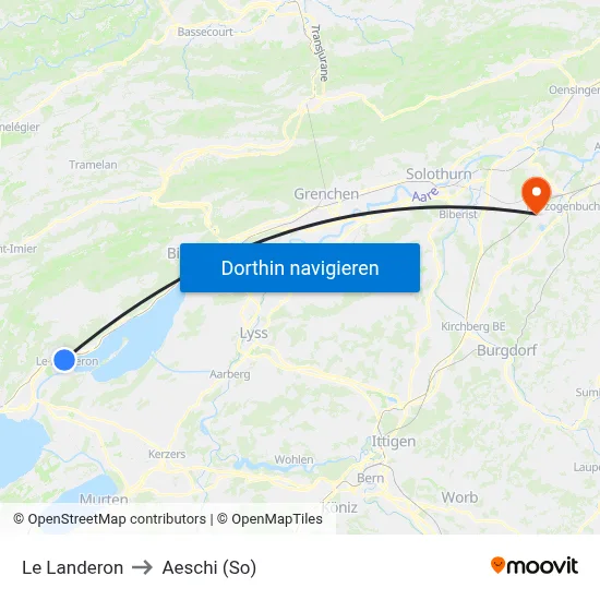 Le Landeron to Aeschi (So) map