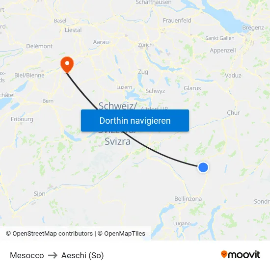 Mesocco to Aeschi (So) map