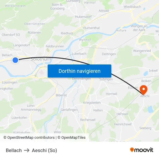 Bellach to Aeschi (So) map