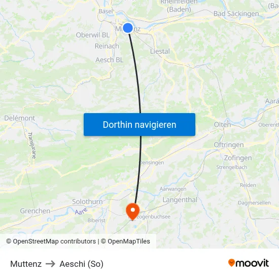 Muttenz to Aeschi (So) map
