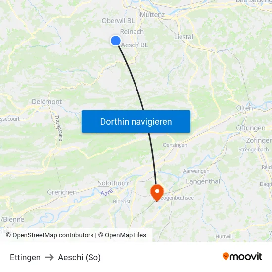 Ettingen to Aeschi (So) map