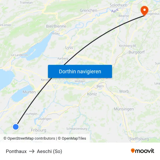Ponthaux to Aeschi (So) map