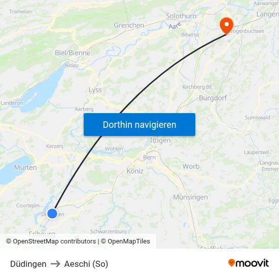 Düdingen to Aeschi (So) map