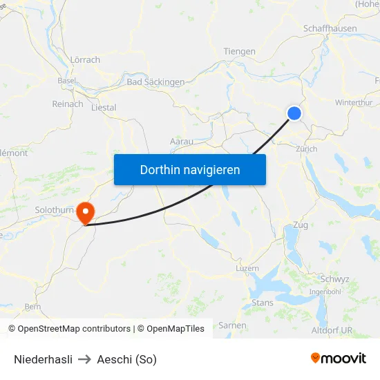 Niederhasli to Aeschi (So) map