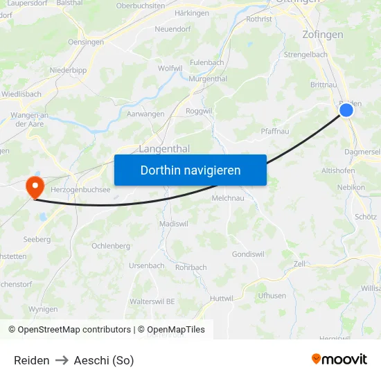 Reiden to Aeschi (So) map
