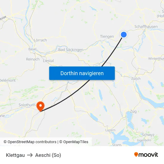 Klettgau to Aeschi (So) map