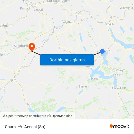 Cham to Aeschi (So) map