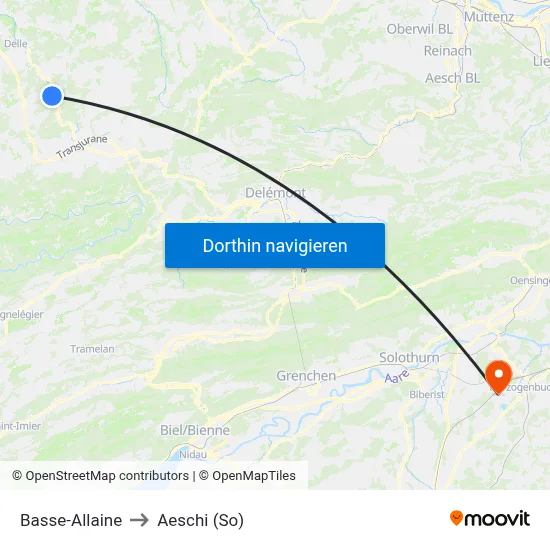 Basse-Allaine to Aeschi (So) map