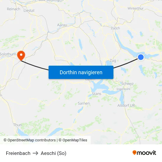 Freienbach to Aeschi (So) map