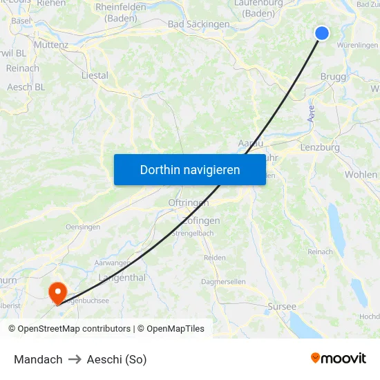 Mandach to Aeschi (So) map