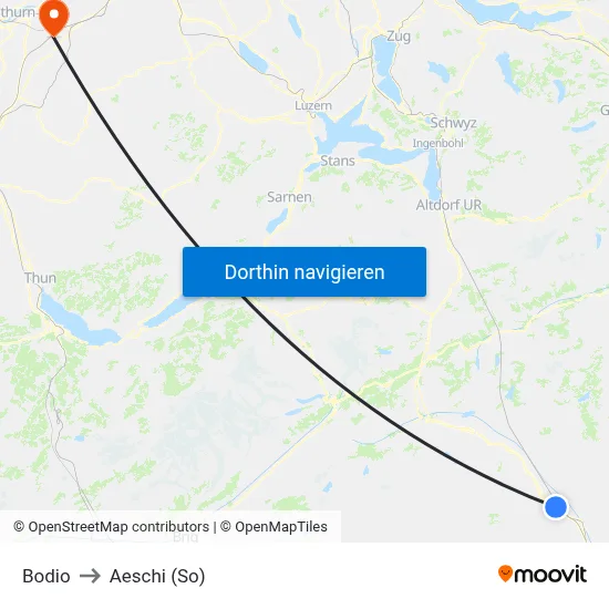 Bodio to Aeschi (So) map
