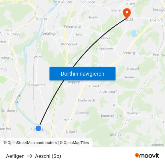 Aefligen to Aeschi (So) map