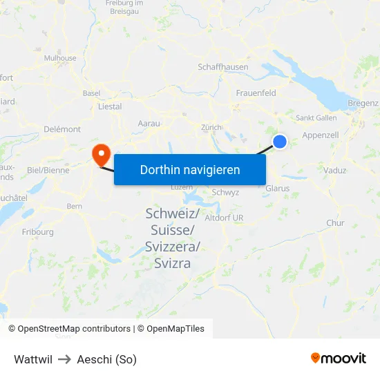 Wattwil to Aeschi (So) map