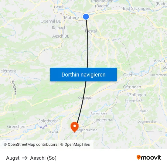 Augst to Aeschi (So) map