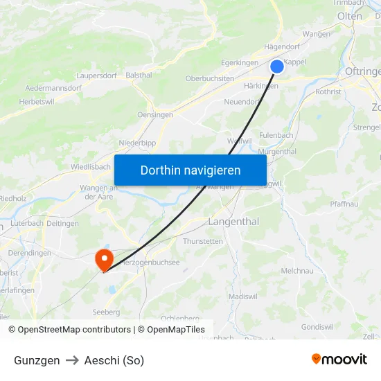 Gunzgen to Aeschi (So) map
