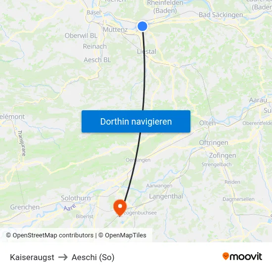 Kaiseraugst to Aeschi (So) map