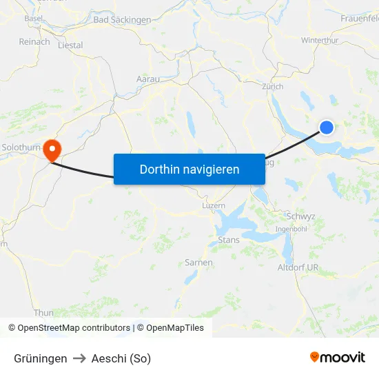 Grüningen to Aeschi (So) map