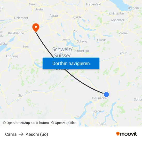 Cama to Aeschi (So) map