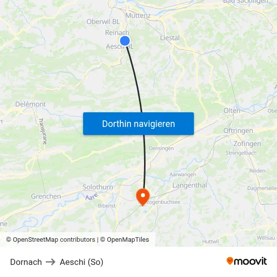 Dornach to Aeschi (So) map