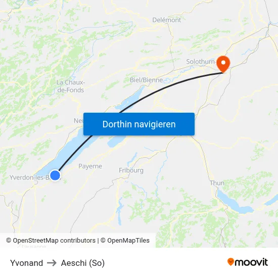 Yvonand to Aeschi (So) map