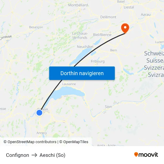 Confignon to Aeschi (So) map