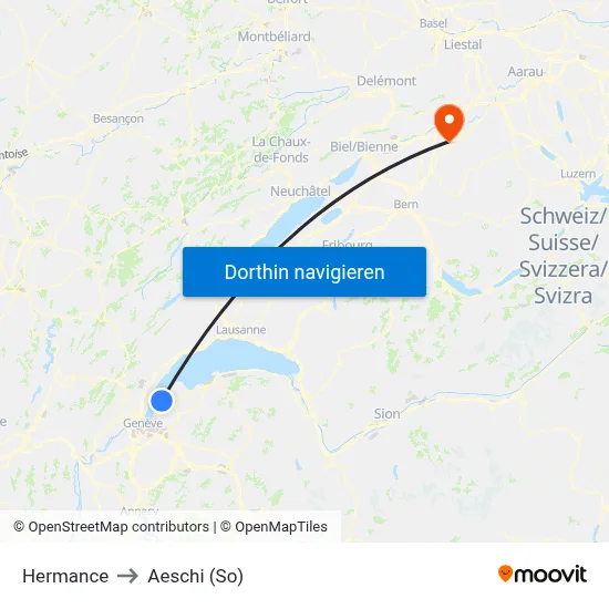 Hermance to Aeschi (So) map