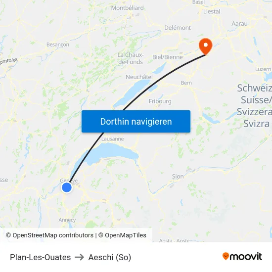 Plan-Les-Ouates to Aeschi (So) map