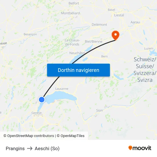 Prangins to Aeschi (So) map