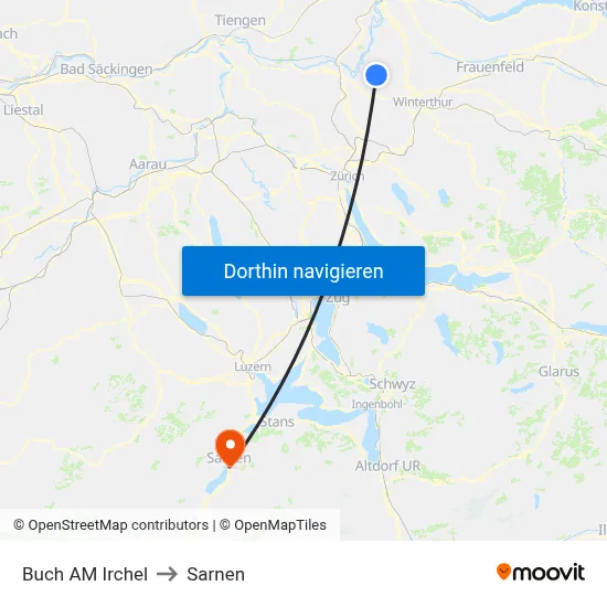 Buch AM Irchel to Sarnen map