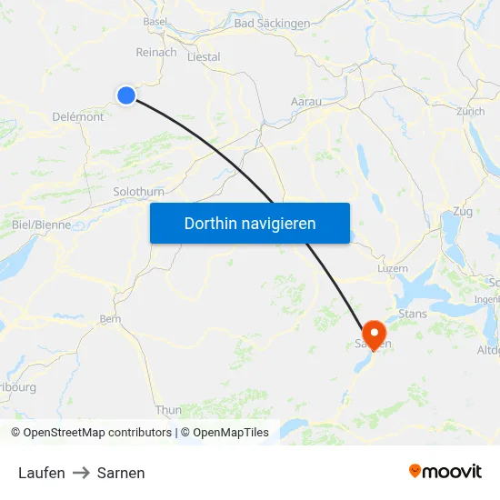 Laufen to Sarnen map