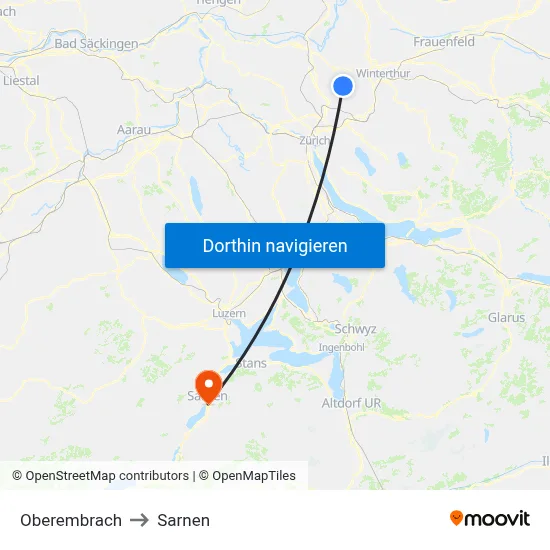 Oberembrach to Sarnen map