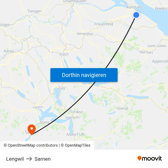 Lengwil to Sarnen map