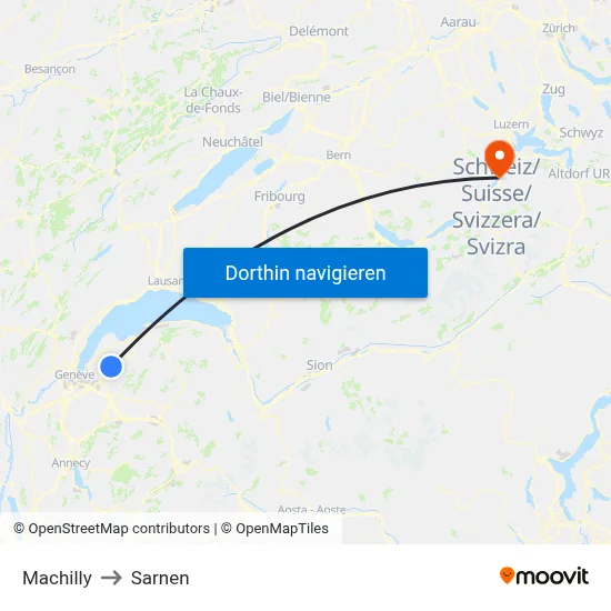 Machilly to Sarnen map